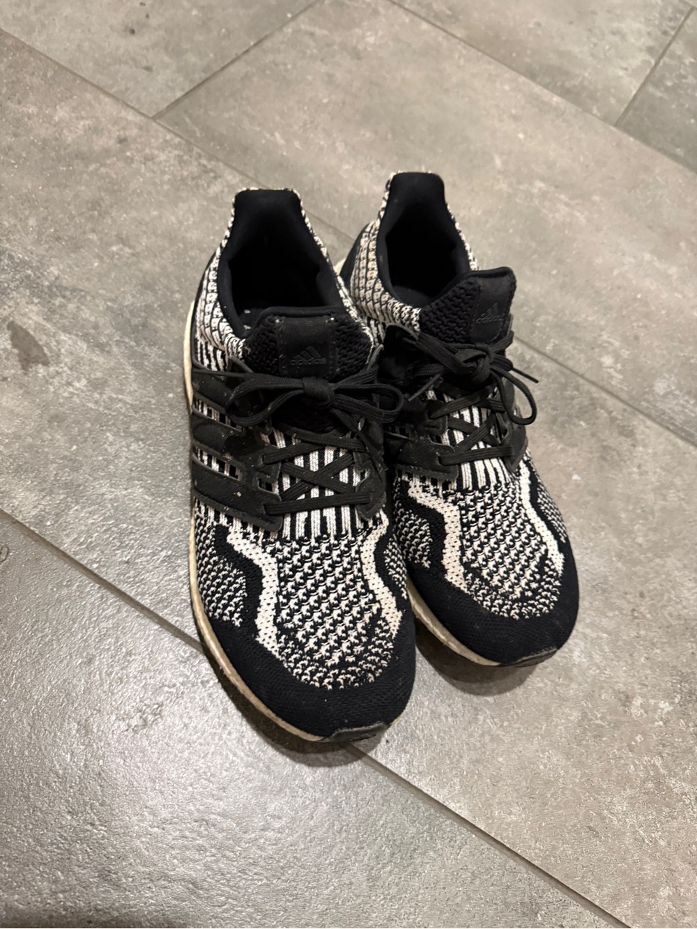 Adidas Black & White Knit Running Shoes